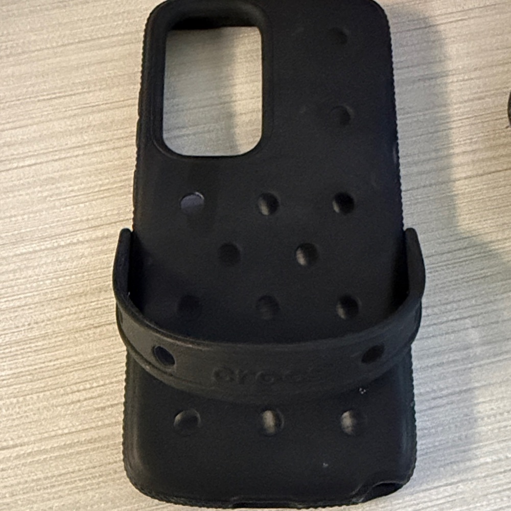 CROCS Black Silicone Phone Case with Strap  for Samsung 25 ultra